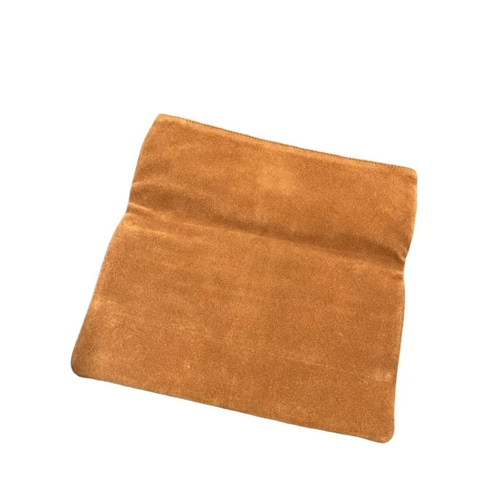 Clare V Camel Stripe Suede Leather Foldover Clutch Purse - Picture 12 of 13